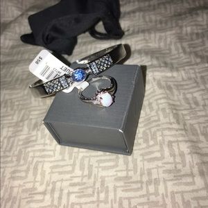 SS Opal Ring & Topaz Bracelet Set